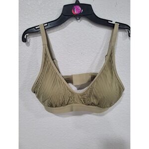 Aerie Ribbed Plunge Bralette Green M Wirefree Comfort Lounge Bra Women's #21‎